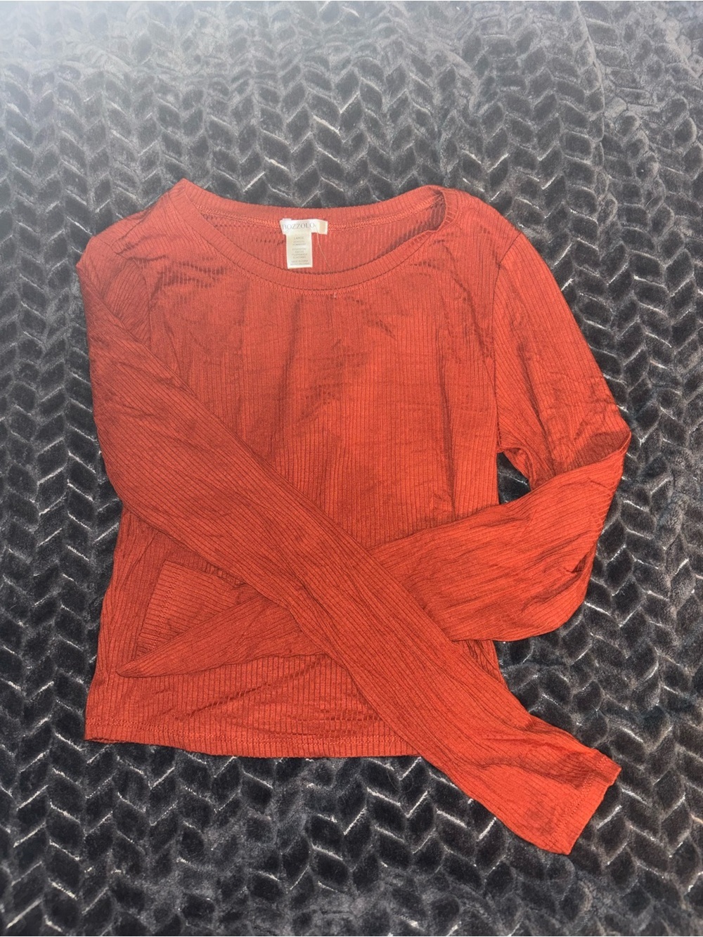 Bozzolo Ribbed Long-Sleeve Top - Rust Orange